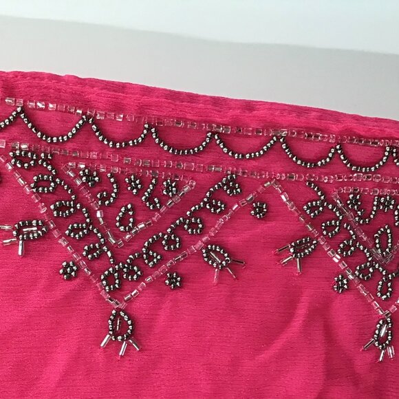 Incredible Women's 30/32 Hand Beaded 2 Piece Pink Boho Tunic Semi-Sheer V-Neck - Picture 7 of 15